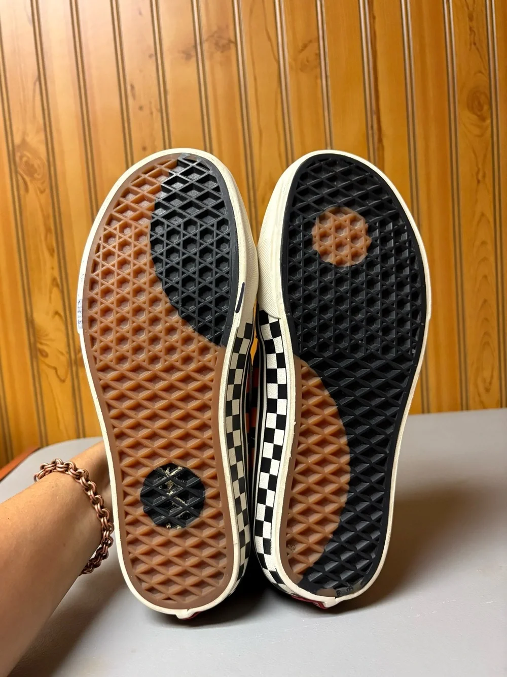 Vans Checkerboard High-Top Sneakers — Black, Orange, Pink, White